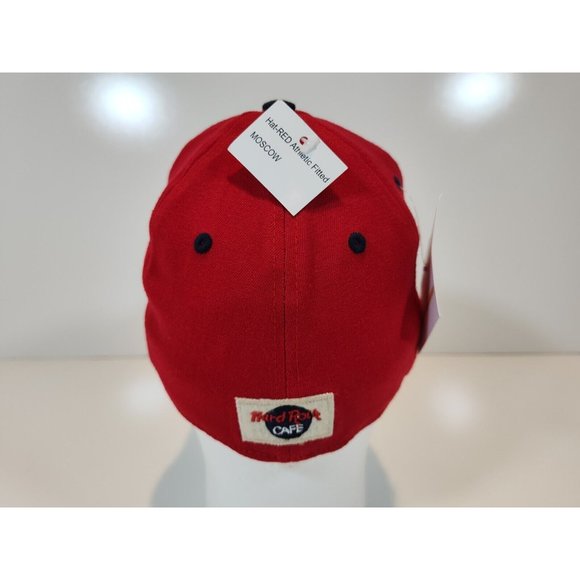 Hard Rock Cafe Moscow Hat Cap Fitted OSFM Russia Red NWT - Picture 3 of 7